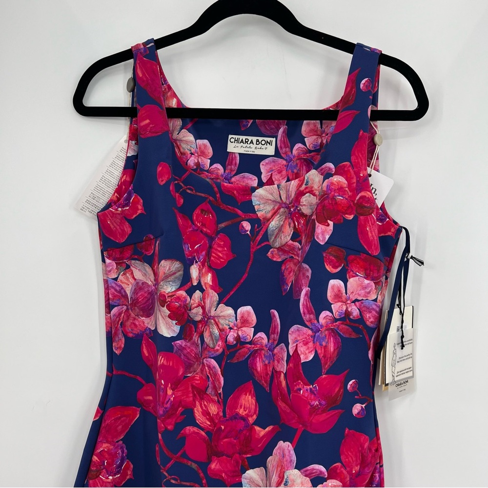 NWT Chiara Boni Sleeveless Bodycon Knee Wedding Mini Dress Cocktail Floral 48 12 - Picture 6 of 10